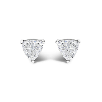 14K White Gold 1/2 Cttw Lab Grown Trillion Cut Solitaire Diamond Stud Earrings