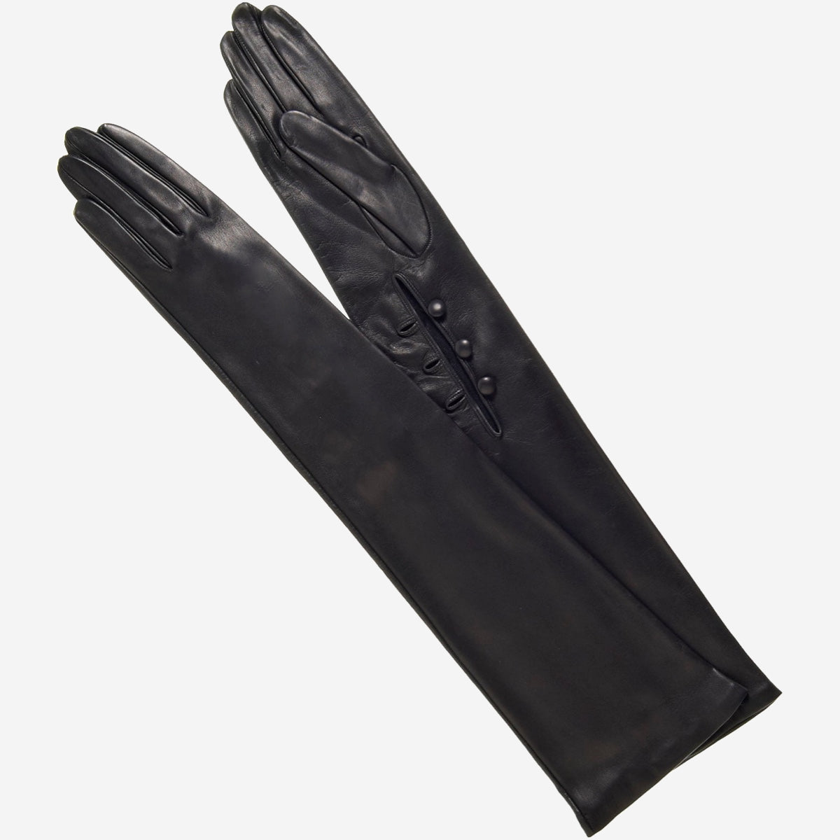 Elena (black) - Italian silk lined 12-button length leather opera gloves — photo 1 of 10