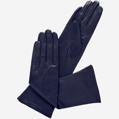 Elena (navy) - Italian silk lined 6-button length leather opera gloves — photo 1 of 10