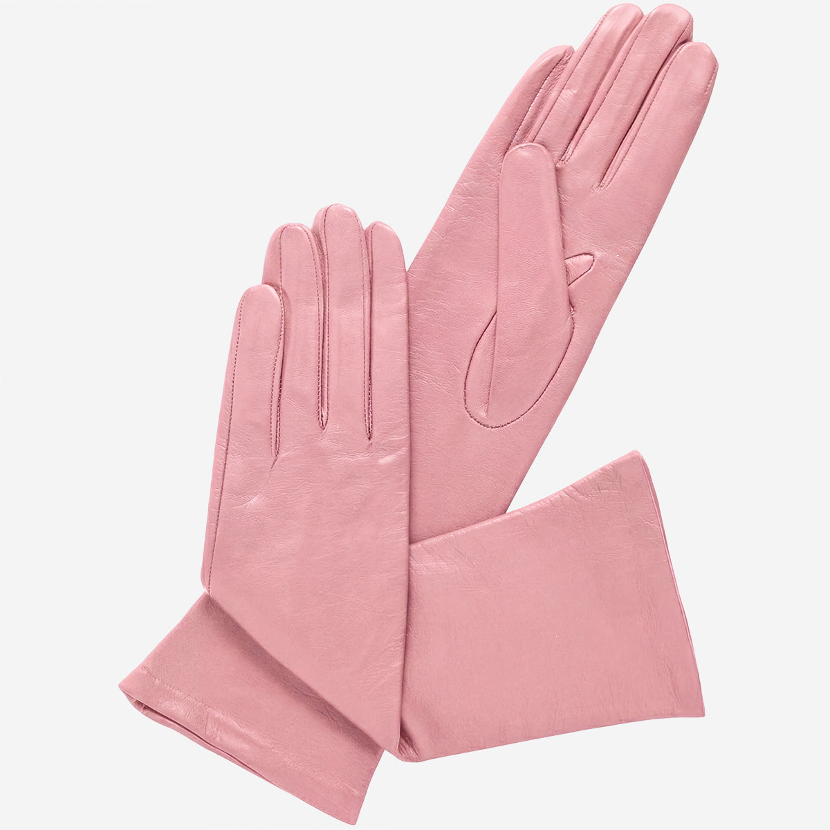 Elena (pink) - Italian silk lined 6-button length leather opera gloves — photo 1 of 10