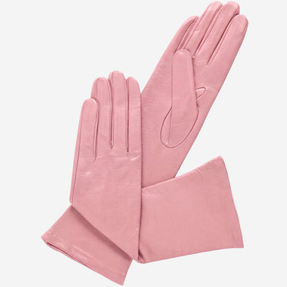 Elena (pink) - Italian silk lined 6-button length leather opera gloves — photo 1 of 10