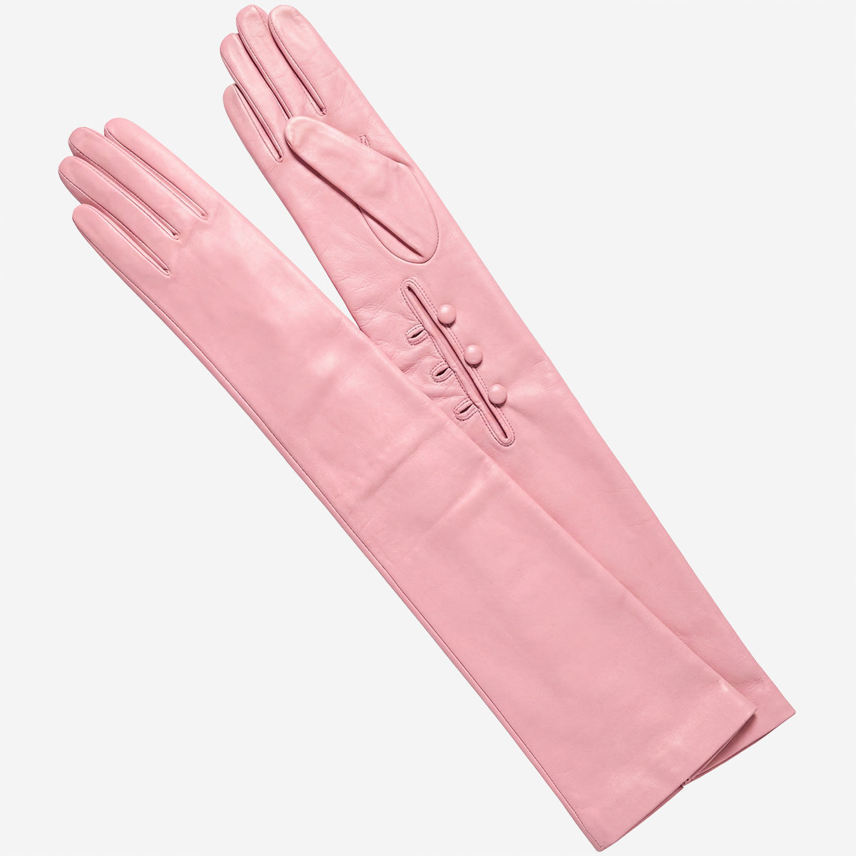 Elena (pink) - Italian silk lined 12-button length leather opera gloves — photo 1 of 10
