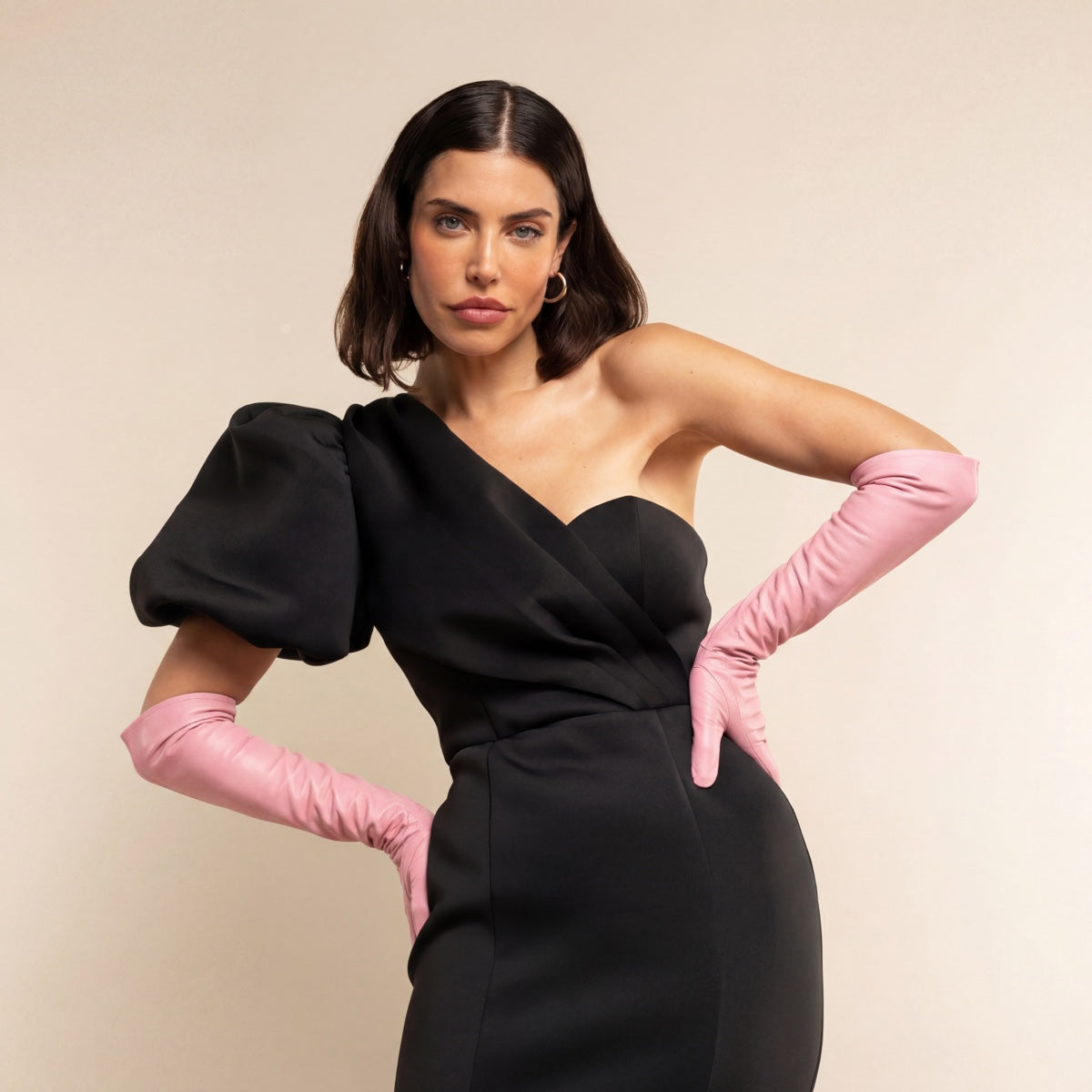Elena (pink) - Italian silk lined 12-button length leather opera gloves — photo 4 of 10