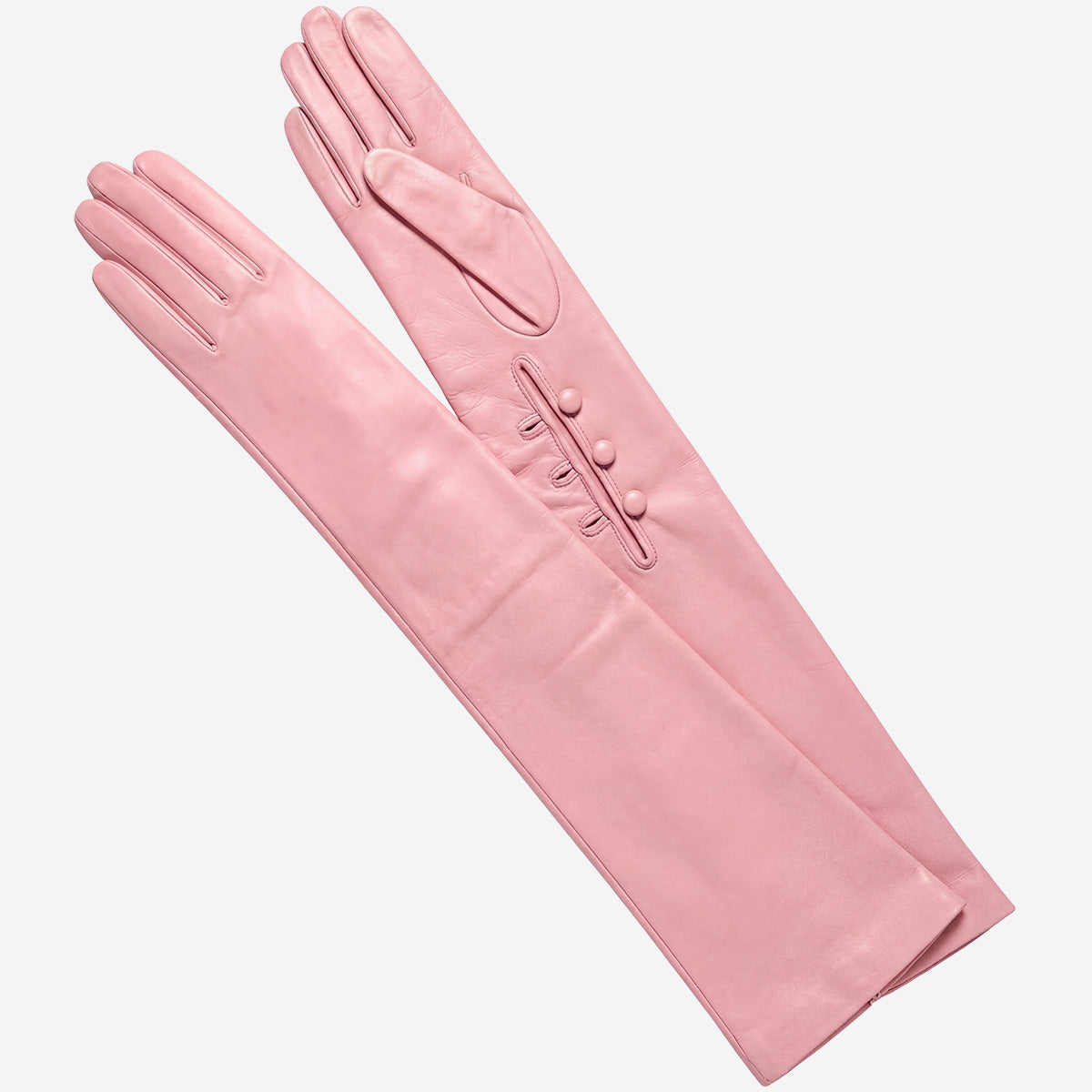 Elena (pink) - Italian silk lined 16-button length leather opera gloves — photo 2 of 10