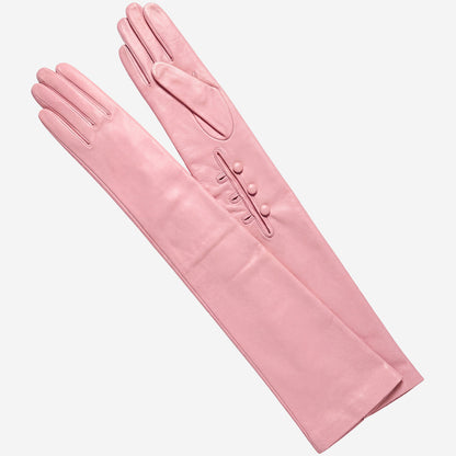Elena (pink) - Italian silk lined 16-button length leather opera gloves — photo 2 of 10