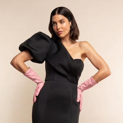 Elena (pink) - Italian silk lined 6-button length leather opera gloves — photo 4 of 10