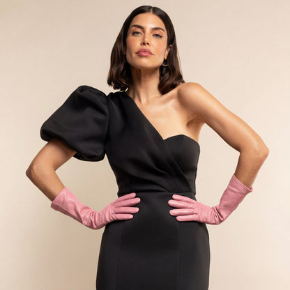 Elena (pink) - Italian silk lined 6-button length leather opera gloves — photo 8 of 10
