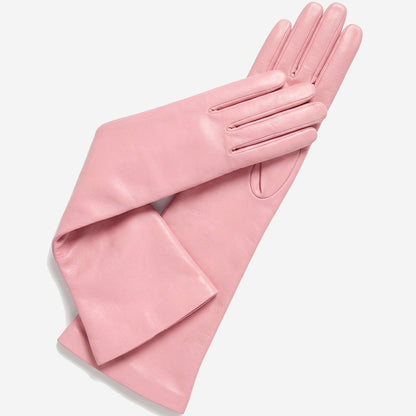 Elena (pink) - Italian silk lined 8-button length leather opera gloves — photo 2 of 10