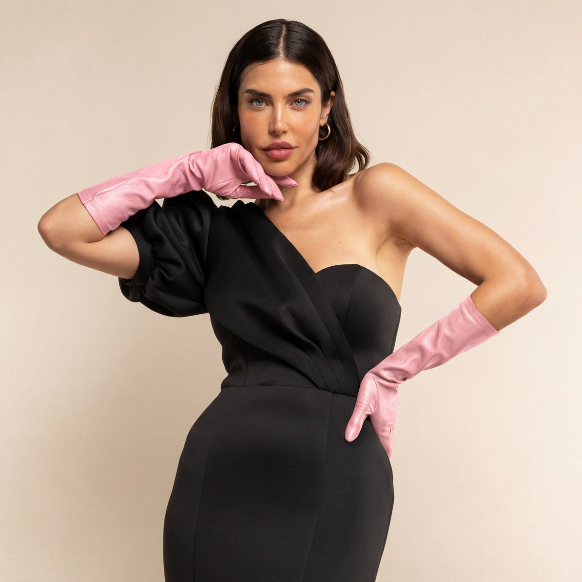Elena (pink) - Italian silk lined 8-button length leather opera gloves — photo 5 of 10