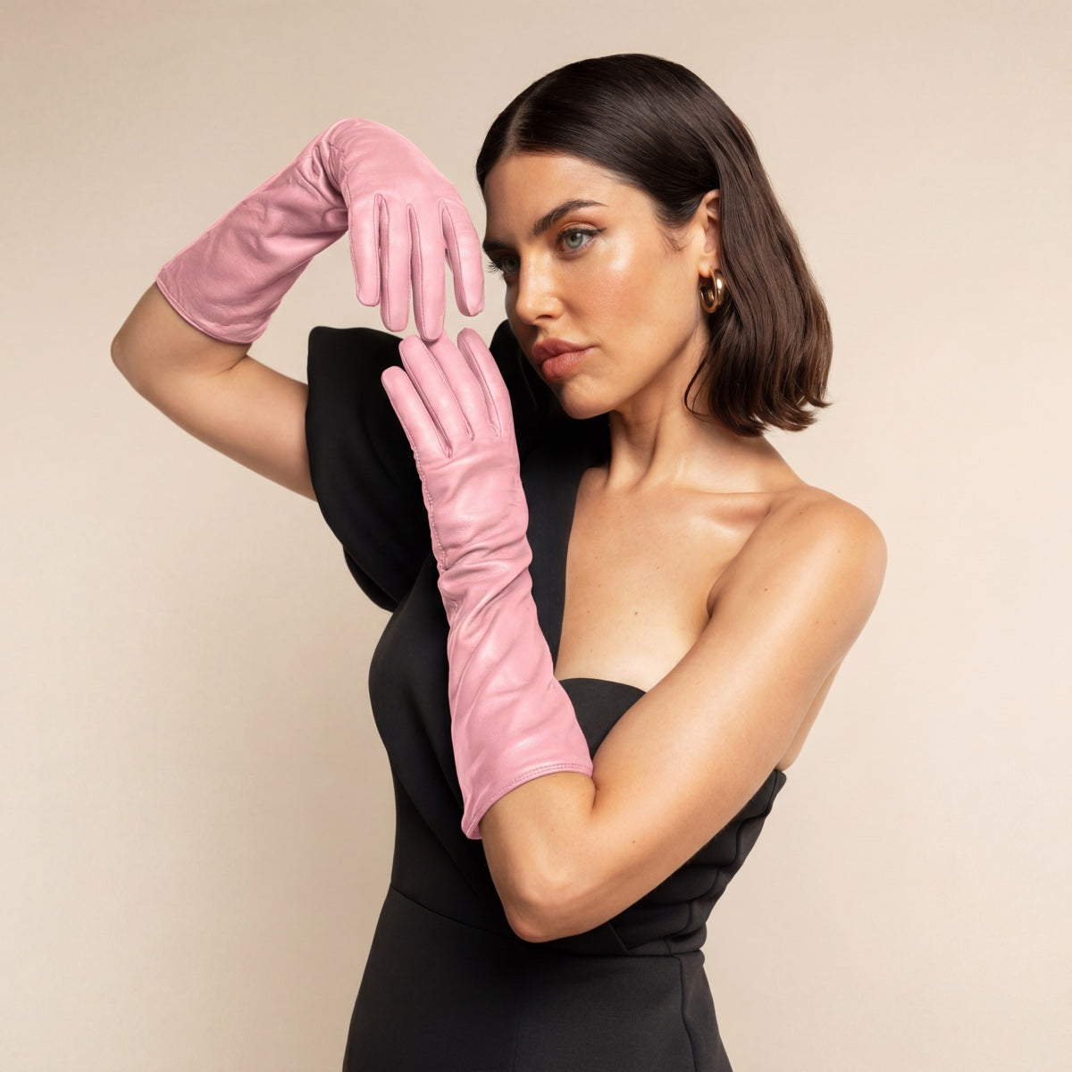 Elena (pink) - Italian silk lined 8-button length leather opera gloves — photo 6 of 10