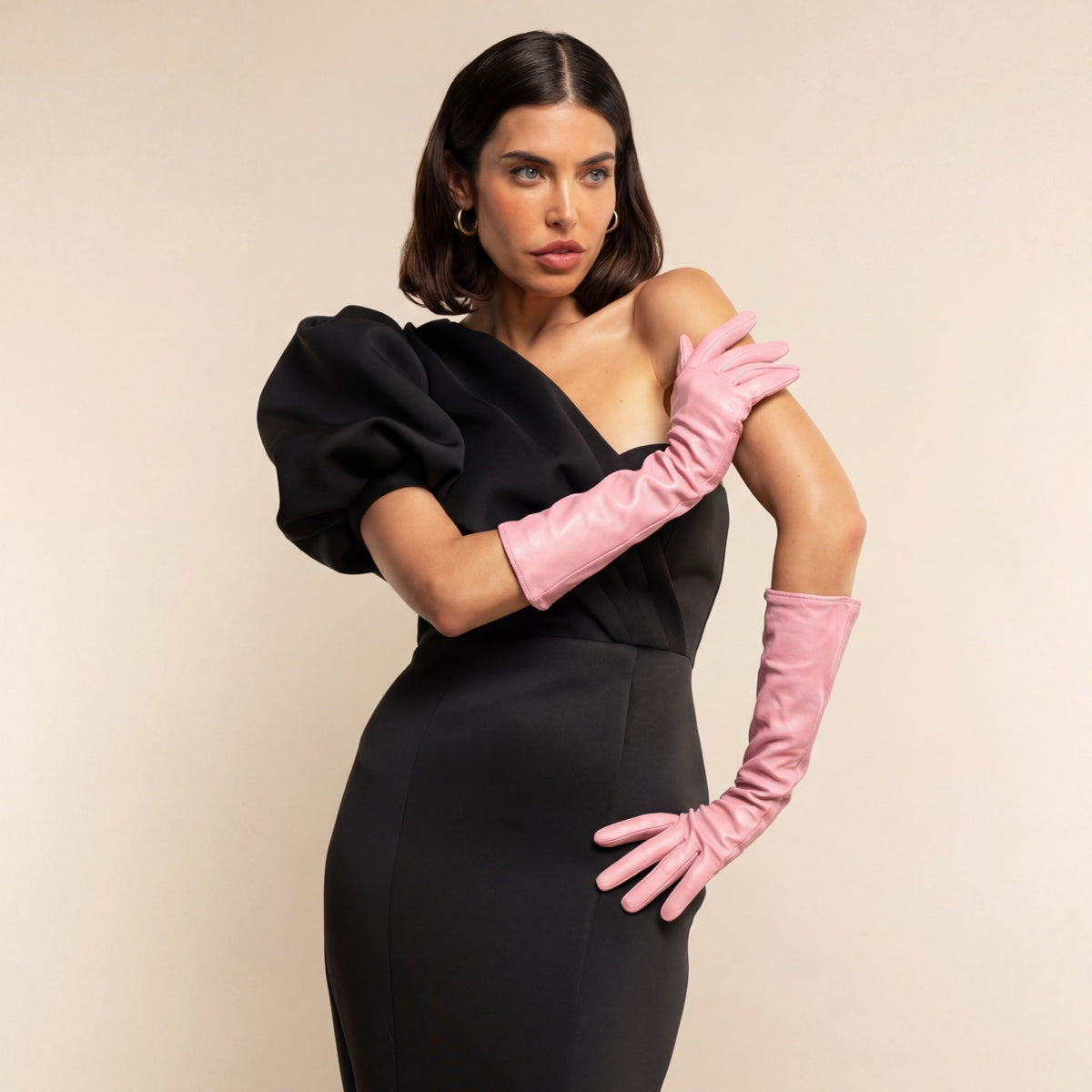 Elena (pink) - Italian silk lined 8-button length leather opera gloves — photo 9 of 10