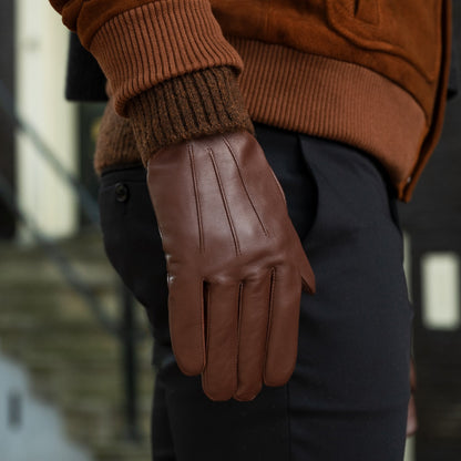 Elijah (brown) – Timeless sheepskin leather gloves with luxurious cashmere lining & touchscreen capability — photo 6 of 8