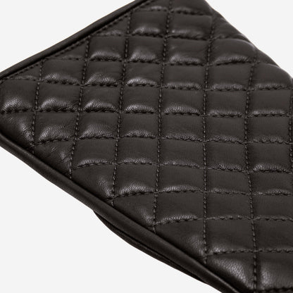 Emilia (black) - Classic Italian lambskin leather gloves with cashmere lining and checkered pattern — photo 5 of 10