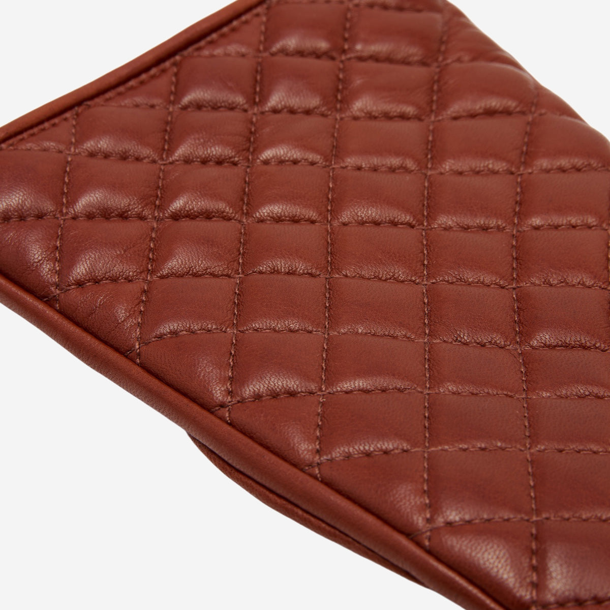 Emilia (brown) - Classic Italian lambskin leather gloves with cashmere lining and checkered pattern — photo 6 of 10