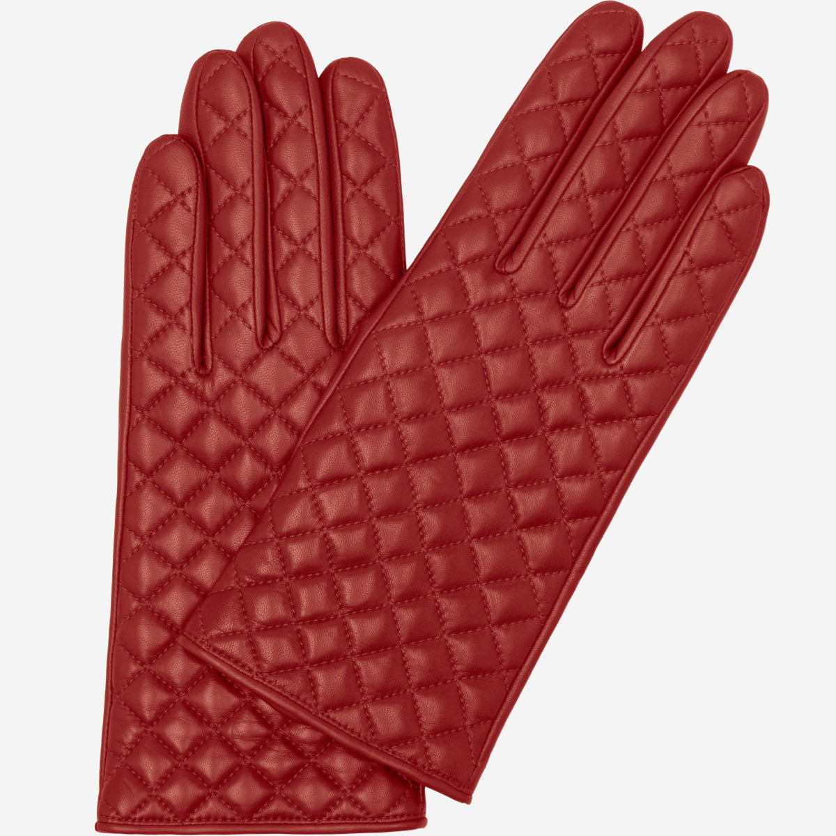 Emilia (red) - Classic Italian lambskin leather gloves with cashmere lining and checkered pattern — photo 1 of 10