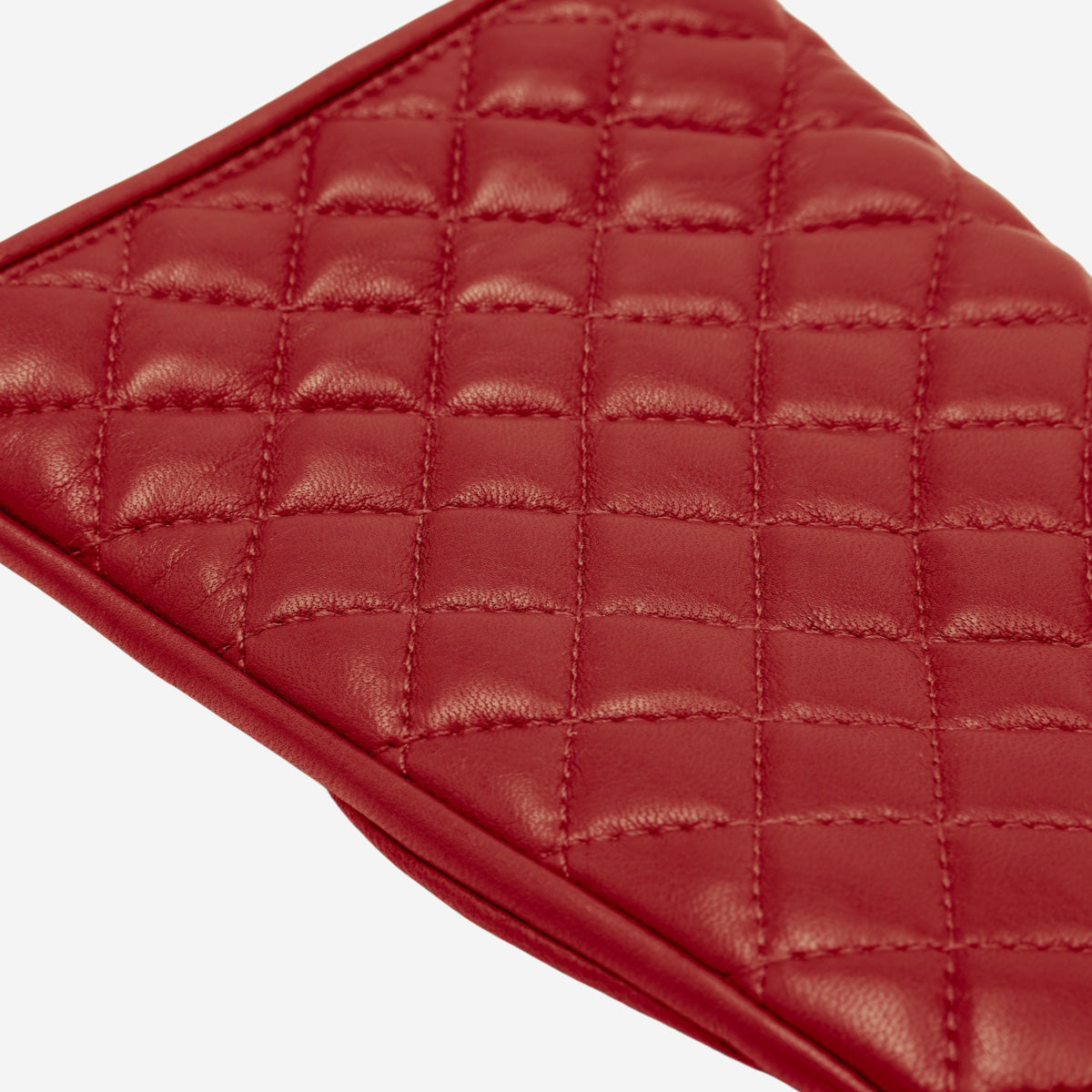 Emilia (red) - Classic Italian lambskin leather gloves with cashmere lining and checkered pattern — photo 5 of 10