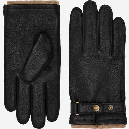 Emilio (black) – Luxurious deerskin gloves with cashmere lining and adjustable snap button — photo 2 of 10