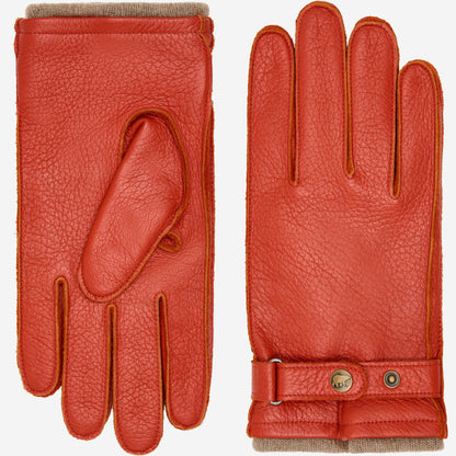 Emilio (orange) – Luxurious Italian deerskin gloves with cashmere lining and adjustable snap button — photo 2 of 10
