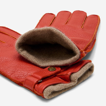Emilio (orange) – Luxurious Italian deerskin gloves with cashmere lining and adjustable snap button — photo 3 of 10