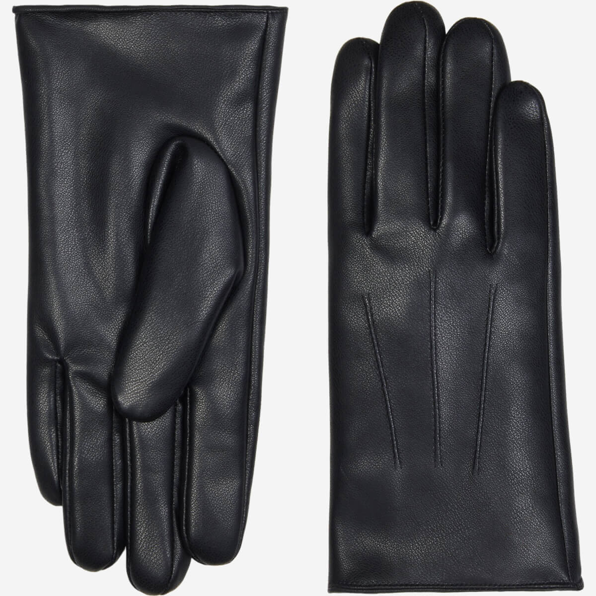 Ethan (black) – Vegan leather gloves with warm fleece lining & touchscreen feature — photo 1 of 10