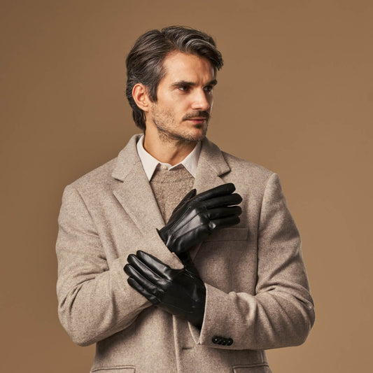 Ethan (black) – Vegan leather gloves with warm fleece lining & touchscreen feature — photo 2 of 10