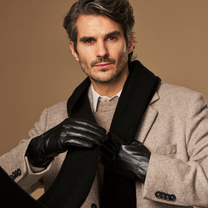 Ethan (black) – Vegan leather gloves with warm fleece lining & touchscreen feature — photo 8 of 10