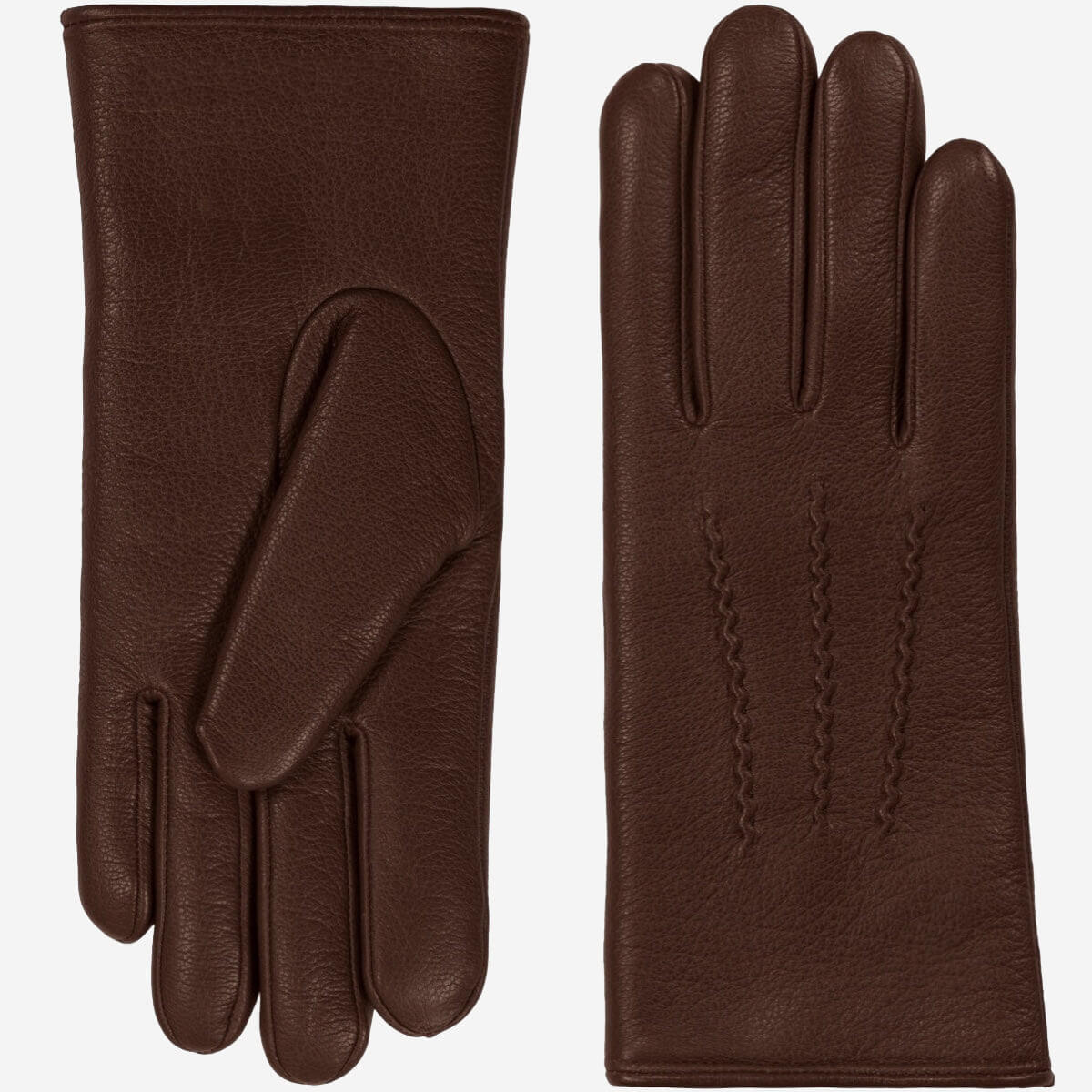 Evelyn (brown) - Goatskin leather gloves with soft lambswool lining and touchscreen feature — photo 1 of 10