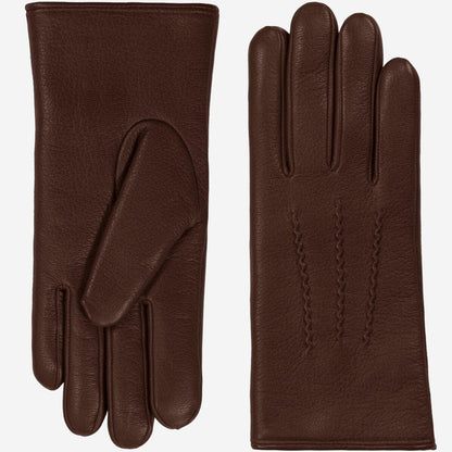 Evelyn (brown) - Goatskin leather gloves with soft lambswool lining and touchscreen feature — photo 1 of 10