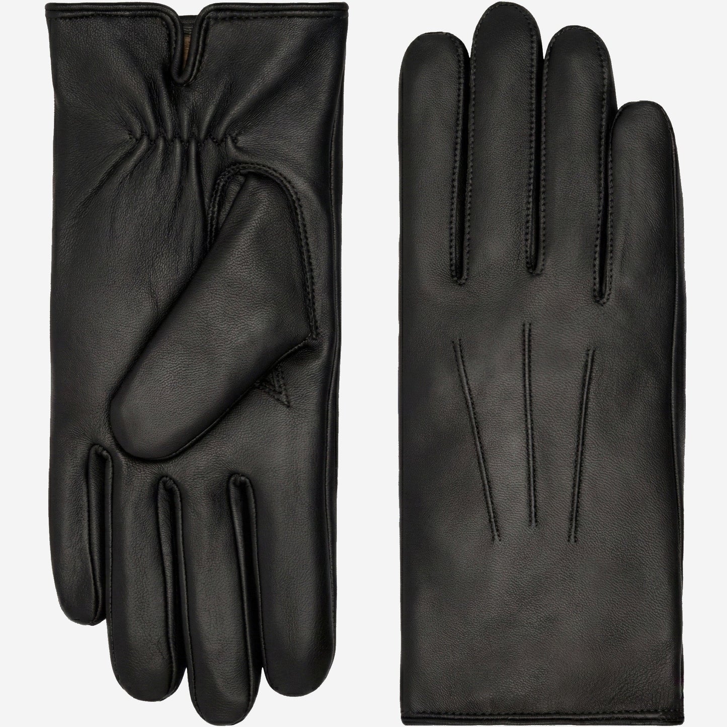 Ezra (black) - Lambskin leather gloves with warm rabbit fur lining and touchscreen feature — photo 1 of 10