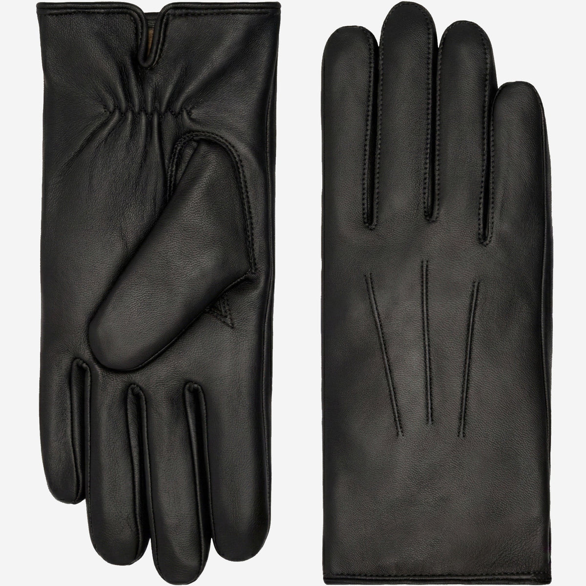 Ezra (black) - Lambskin leather gloves with warm rabbit fur lining and touchscreen feature — photo 1 of 10