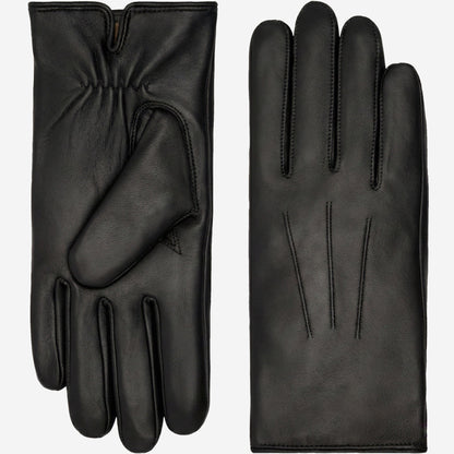 Ezra (black) - Lambskin leather gloves with warm rabbit fur lining and touchscreen feature — photo 1 of 10
