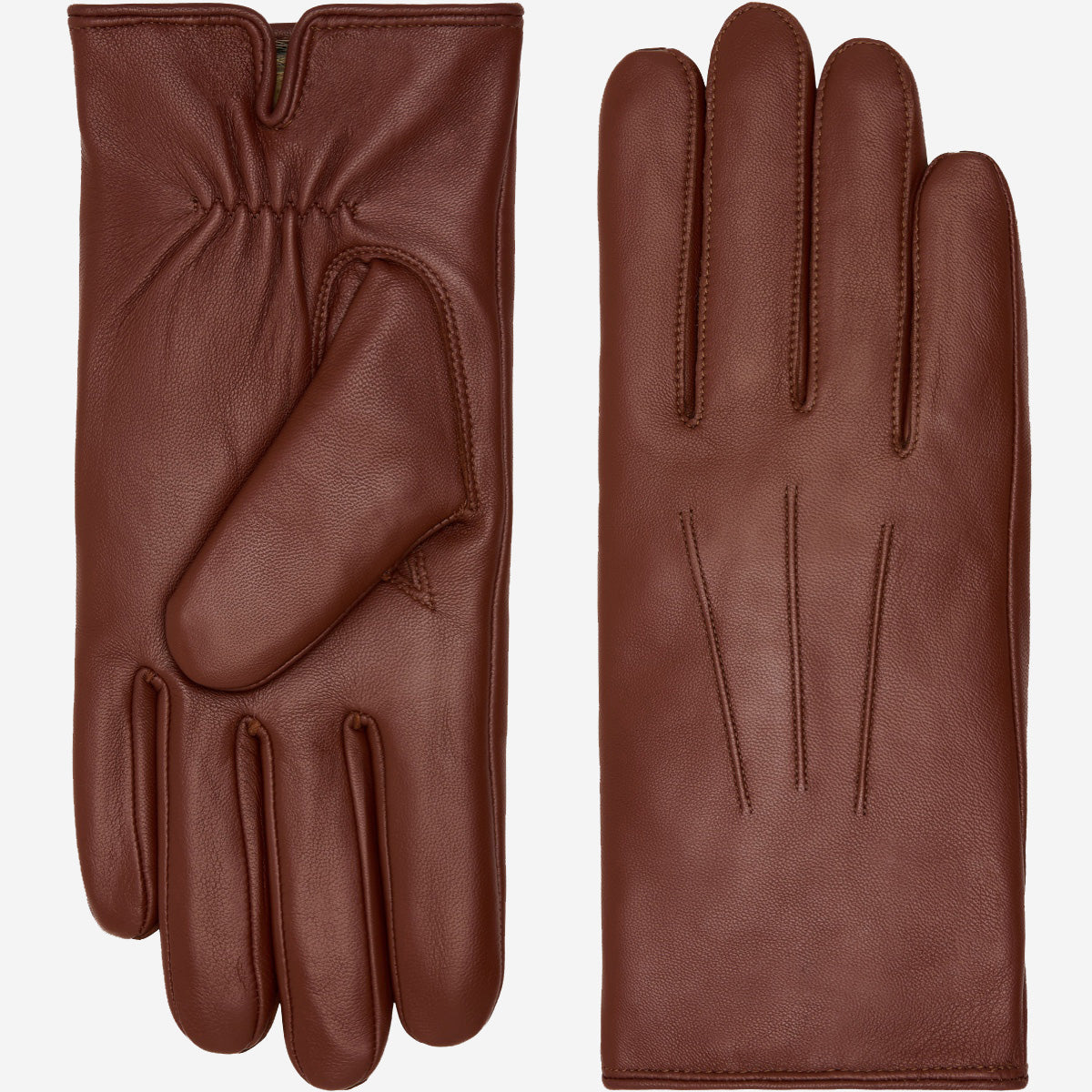 Ezra (brown) - Lambskin leather gloves with warm rabbit fur lining and touchscreen feature — photo 1 of 10