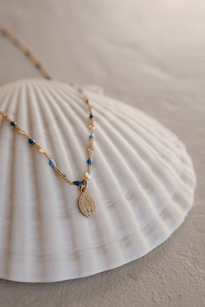 Celestial Blue Miraculous Medal Necklace