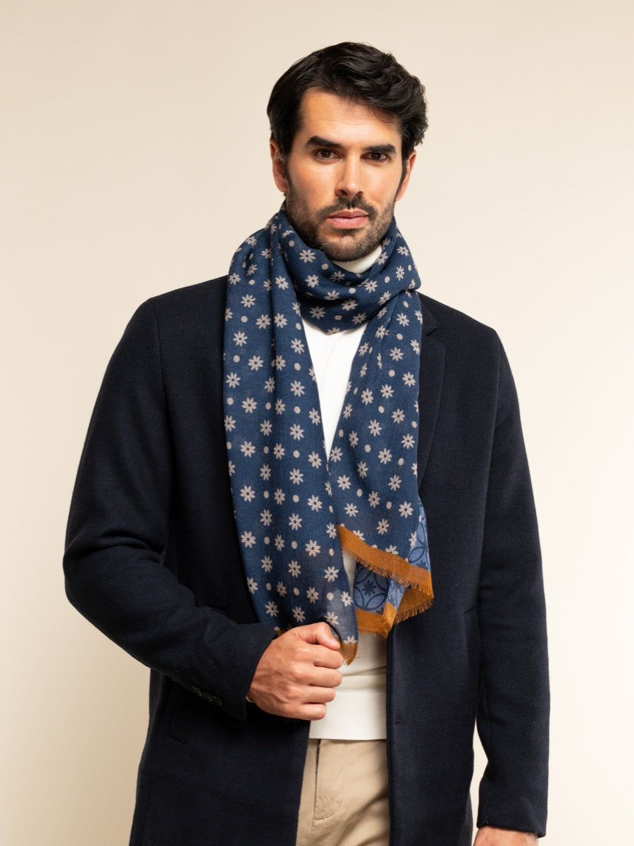 Andrea (blue) - Soft and lightweight Italian scarf from 100% wool — photo 9 of 10