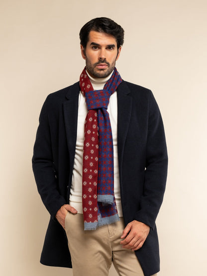 Andrea (red/blue) - Soft and lightweight Italian scarf from 100% wool — photo 9 of 10