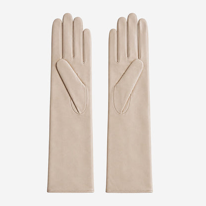 Leonora (cream) - Italian cashmere lined 6-button length leather gloves — photo 2 of 10