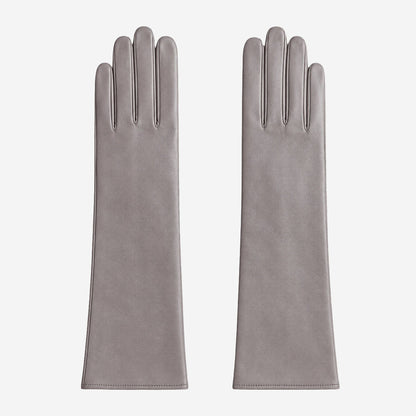 Leonora (grey) - Italian cashmere lined 6-button length leather gloves — photo 1 of 10