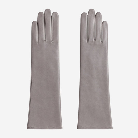 Leonora (grey) - Italian cashmere lined 6-button length leather gloves — photo 1 of 10
