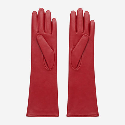 Leonora (deep red) - Italian cashmere lined 6-button length leather gloves — photo 2 of 10