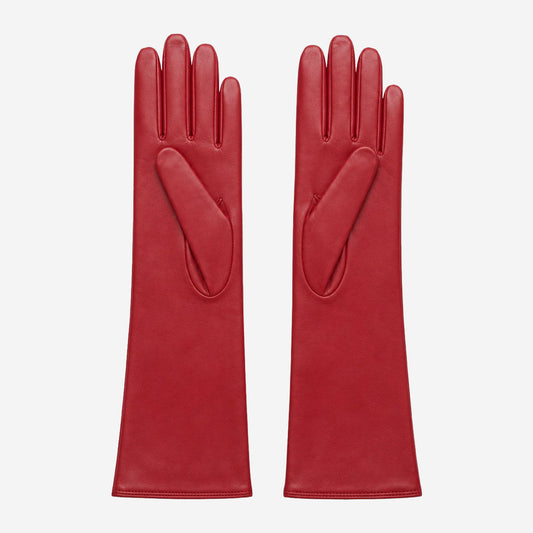Leonora (deep red) - Italian cashmere lined 6-button length leather gloves — photo 2 of 10