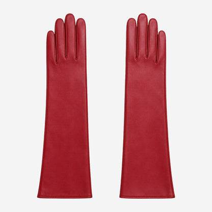 Leonora (deep red) - Italian cashmere lined 6-button length leather gloves — photo 1 of 10
