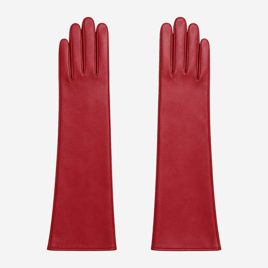 Leonora (deep red) - Italian cashmere lined 6-button length leather gloves — photo 1 of 10