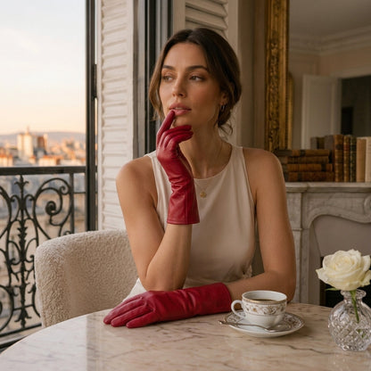 FC04 (deep red) - Women's Italian cashmere lined leather gloves — photo 7 of 10