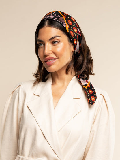 Bruna (black/orange)- Soft and lightweight Italian foulard from pure silk — photo 10 of 10