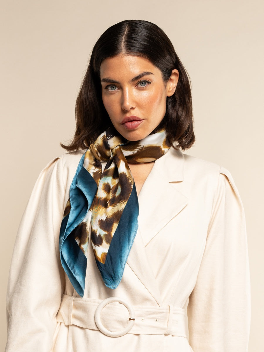 Bruna (blue)- Soft and lightweight Italian foulard from pure silk — photo 1 of 9