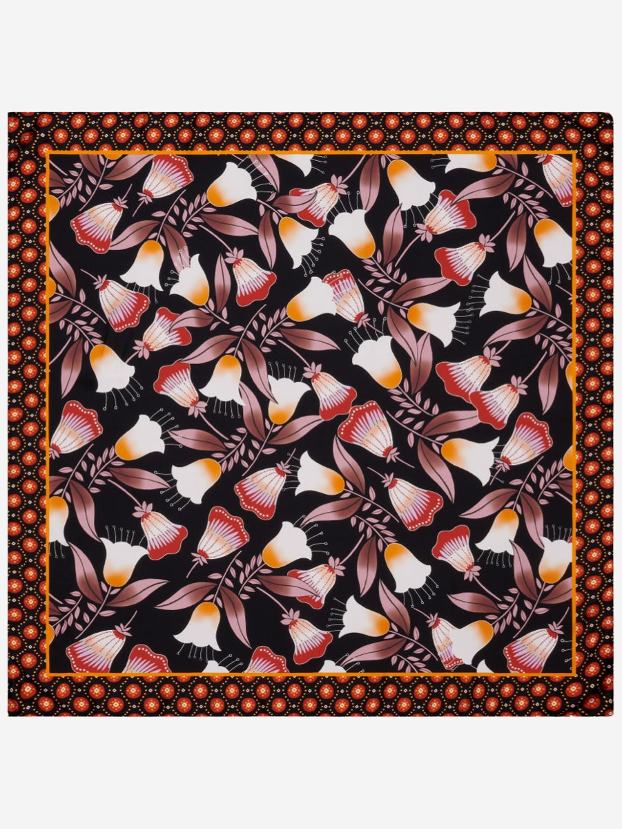 Bruna (black/orange)- Soft and lightweight Italian foulard from pure silk — photo 2 of 10