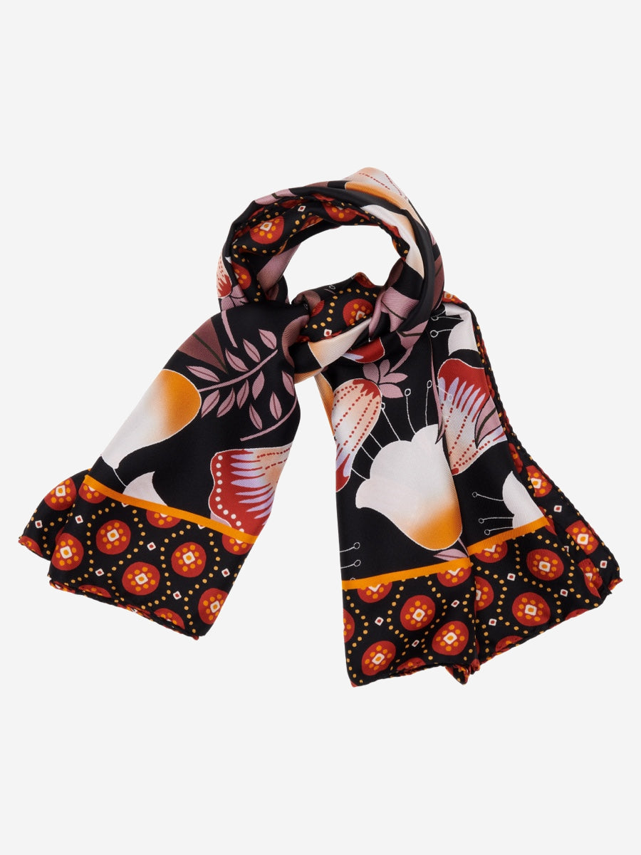 Bruna (black/orange)- Soft and lightweight Italian foulard from pure silk — photo 3 of 10