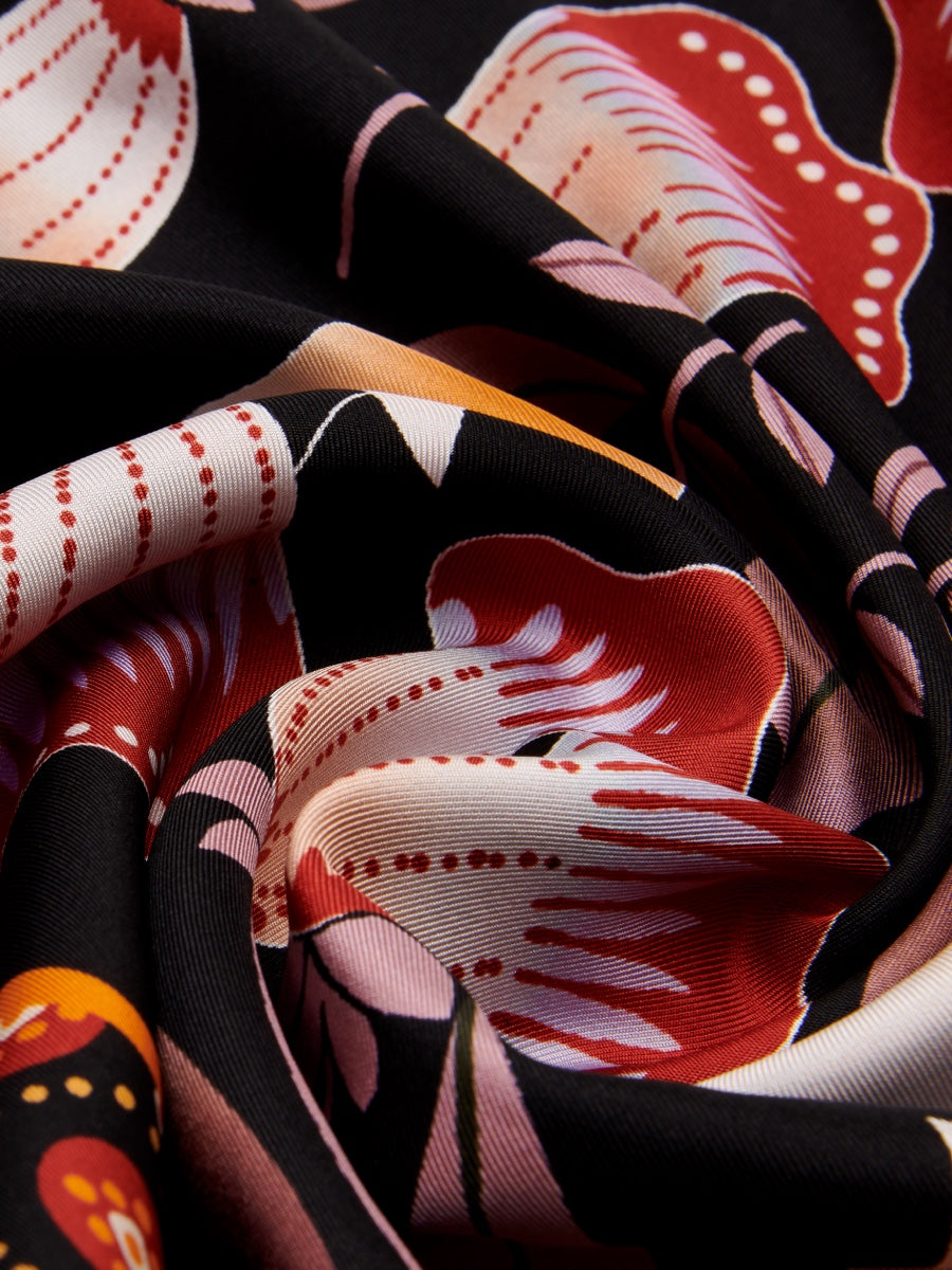 Bruna (black/orange)- Soft and lightweight Italian foulard from pure silk — photo 4 of 10