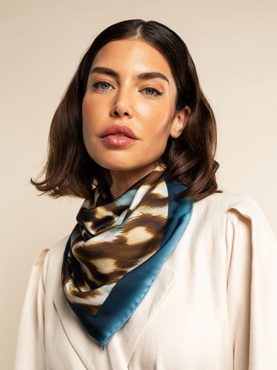 Bruna (blue)- Soft and lightweight Italian foulard from pure silk — photo 5 of 9