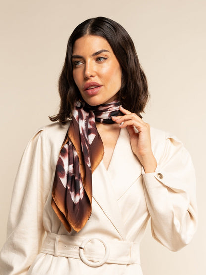 Bruna (brown/orange)- Soft and lightweight Italian foulard from pure silk — photo 1 of 7